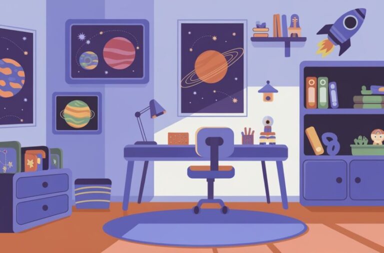 Space Themed Ideas for Your Kid’s Room with LED Planet Mobile